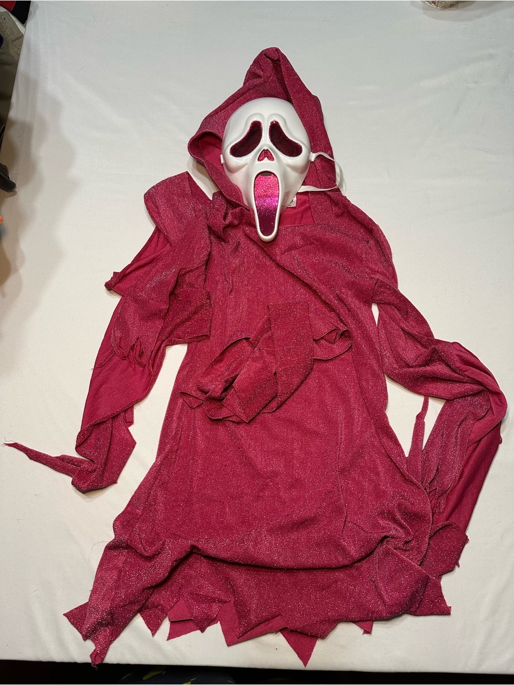 Spirit Halloween Pink Glitter Ghost Face Costume Small 4-6 EUC